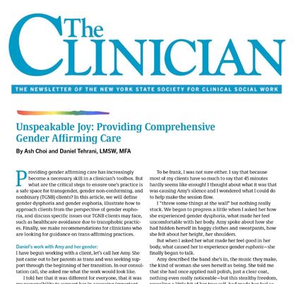 The Clinician Gender Affirming Care Graphic Cover