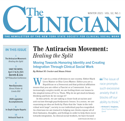 The Clinician Cover graphic about The Antiracism Movement